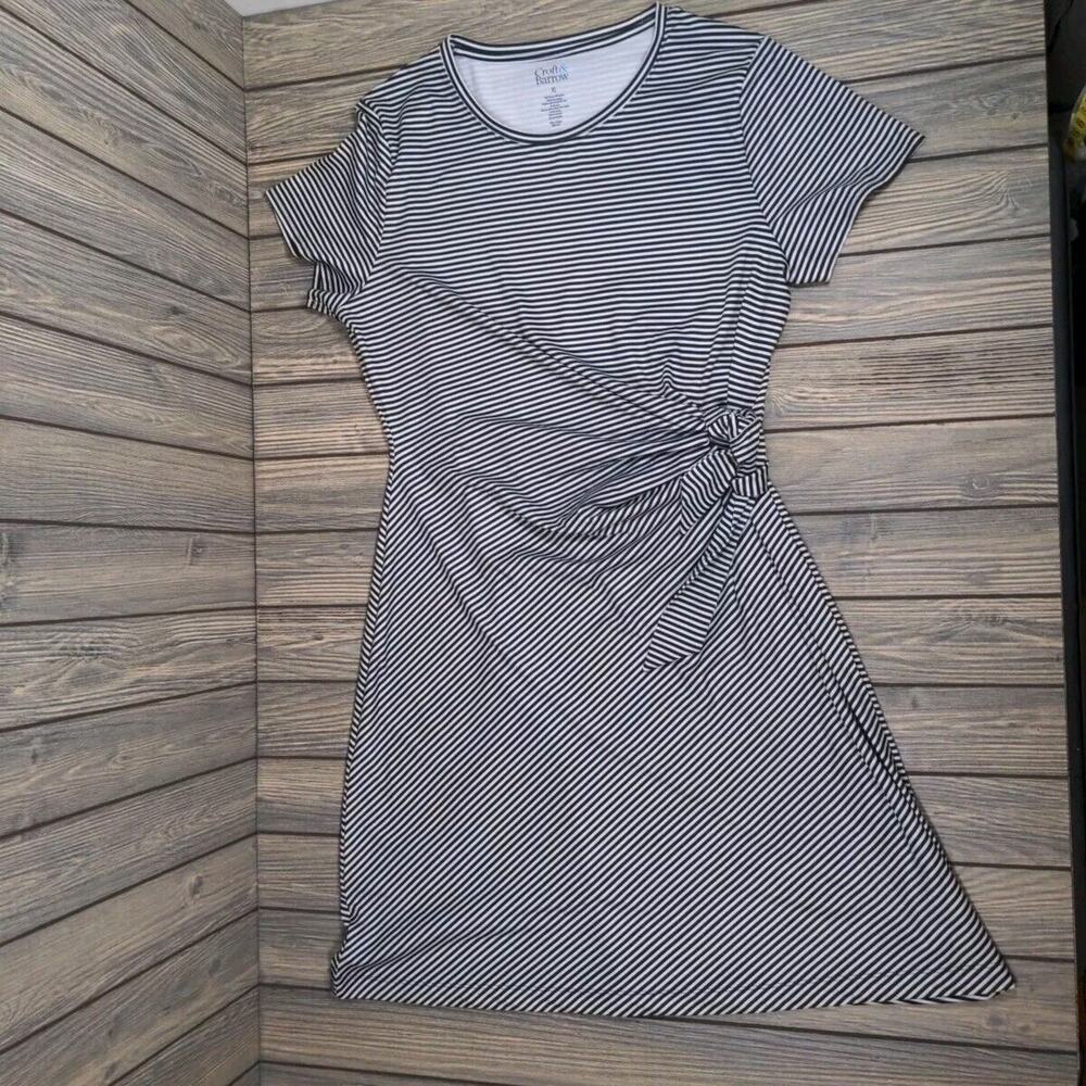 Croft & Barrow Classic Comfort Collection Mini‎ Stripe Tie-Waist Dress Women XL